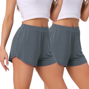 INSPIRE CHIC Women's Cozy Solid High Waist Casual Bottoms 2 Pcs Sleep Pajama Shorts - 1 of 4