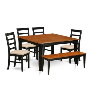 Mediterranean Dinette Set - Kitchen Table with 4 Chairs & Bench - Solid Wood Dining Room Set - 1 of 4