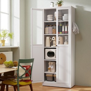 Mshliw 72" Metal Kitchen Pantry Cabinet with Doors & Adjustable Shelves, Heavy-Duty Freestanding Storage Organizer for Kitchen, Living Room, Bathroom - 1 of 4