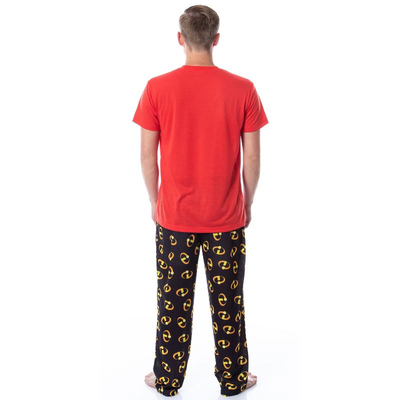 Disney Mens' The Incredibles Logo Sleep Pajama Set Shirt Pants Multicolored, 4 of 5