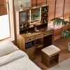 Vanity Desk Farmhouse with LED Mirror and Charging Station for Bedroom 37.4in Wide-3irtyhousy - 3 of 4
