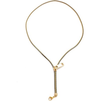 Zipper Pendant Necklace Stainless Steel Gold Hip Hop Jewelry Unisex