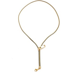 Zipper Pendant Necklace Stainless Steel Gold Hip Hop Jewelry Unisex - 1 of 4