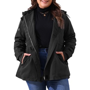 Agnes Orinda Women's Plus Size Waterproof Fleece Lined Hooded Long Sleeve Barn Jacket - 1 of 4