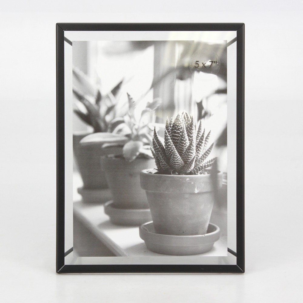 Photos - Photo Frame / Album 5" x 7" Frame with Symmetrical Wire Back Satin Black - Threshold™