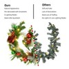 6 FT Pre-Lit Holiday Garland with 20 LED Lights for Front Door, Red & White Christmas Decoration with Bows, Berries, Ball Ornaments Xmas Flowers - 3 of 4