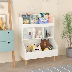 KWPZQEB Toy Storage and Organizer, Kids Bookshelf Boys and Girls Muti-Functional Bookcase and Storage Bin, Wooden Children Toddler Storage Carbinet - 1 of 4
