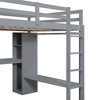 NicBex Full Size Loft Bed with L-Shaped Desk Wooden Bed Frame with Wardrobe, Shelves, Ladder and Full Length Guardrail, No Box Spring Required - 4 of 4
