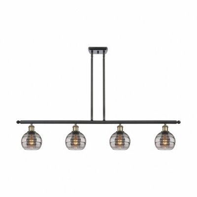 Rochester - 4 Light Stem Hung Island In Industrial Style-8.38 Inches Tall and 48 Inches Wide