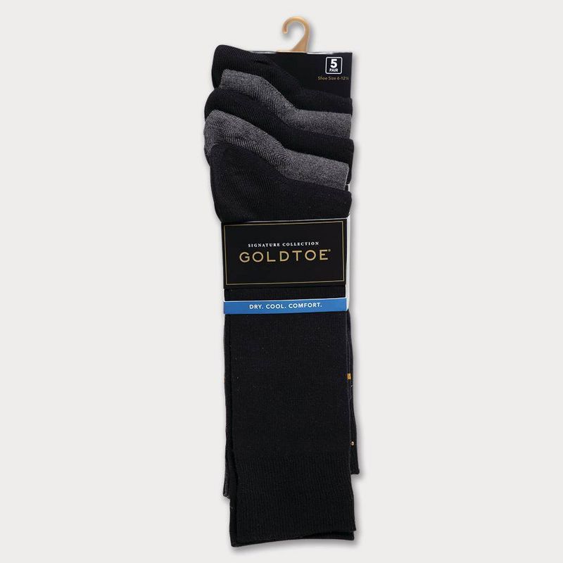 Signature Gold by GOLDTOE Men's Flat Knit Crew Socks 5pk, 2 of 3