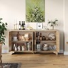 TV Stand for TVs Up to 70'', Natural Rattan Entertainment Center with Storage Cabinets, Boho Media Console Table for Living Room - 4 of 4