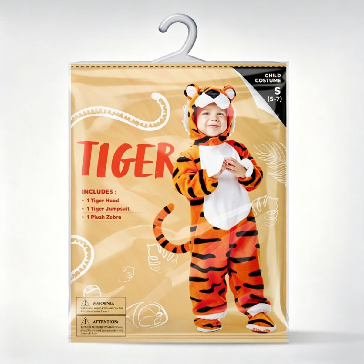 Joyfy Baby Halloween Costume Tiger Jumpsuit with Tail, Toddler One Piece Animal Suit with Hat for Halloween Dress Up Party - thumbnail 9