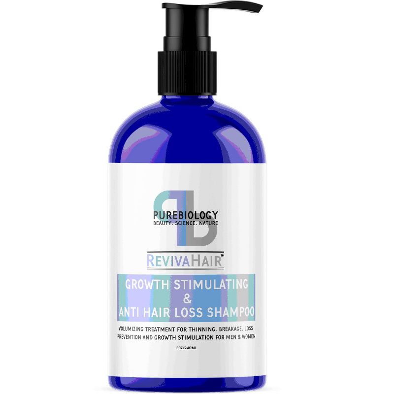 RevivaHair Growth Stimulating & Anti Hair Loss Shampoo, Lemon Scented, Pure Biology, 8 fl oz, 1 of 3