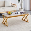 FONTOI Rectangle Coffee Table with Smooth Marble Pattern, Floor Mount Side Table for Living Room Bedroom Office, Gold, 23.6"*16.8"*47" - 2 of 4
