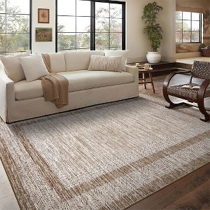 Modern Geometric Area Rug, Machine Washable, Textured Line Pattern, Fold-Able Rug, High-End Versatile Design - 1 of 4