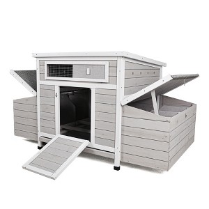 Gulches 35in H x 72in W x 25in D Deluxe Chicken Coop Gray White Matte 1 Pack Large Wooden Chicken Coop - 1 of 4