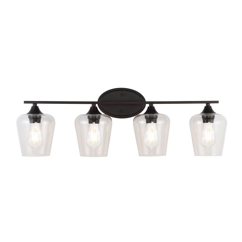 LED Iron/Seeded Glass Jayne Cottage Wall Light Oil Rubbed Bronze - JONATHAN Y, 1 of 13