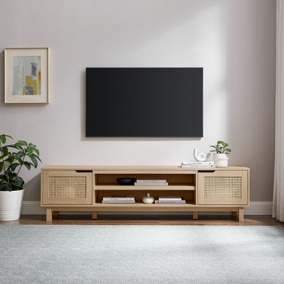 NicBex Modern TV Stand Rattan-Door Low TV Stand for TVs up to 80 Inches Media Console Entertainment Center for Living Room, Bedroom