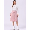 INSPIRE CHIC Women's High Waist Faux Suede Knee Length A-Line Skirts - 4 of 4