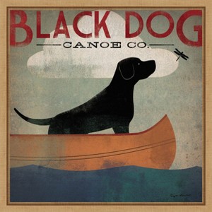 Amanti Art Black Dog Canoe Co (square) by Ryan Fowler Framed Canvas Wall Art - 1 of 4