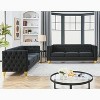 TiramisuBest Velvet Sofa for Living Room,Tufted Square Arm Couch, Modern Couch Upholstered Button and Metal Legs, Sofa Couch for Bedroom, Black,2PCS - 3 of 4