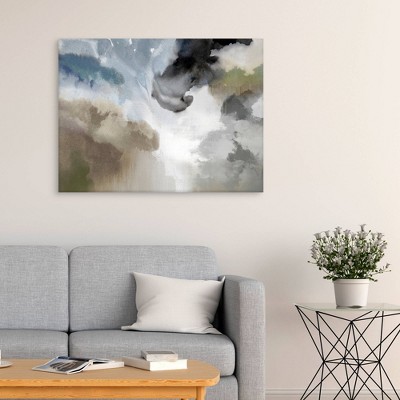 36" x 24" Abstract Canvas Wall Art in Gray and Beige