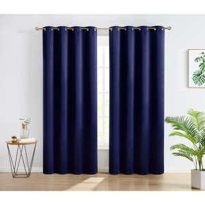 HLC.ME Oxford Curtains for Living Room, Room Darkening Energy Saving, Insulated Darkening Window Grommet Panels, Set of 2 - 1 of 4