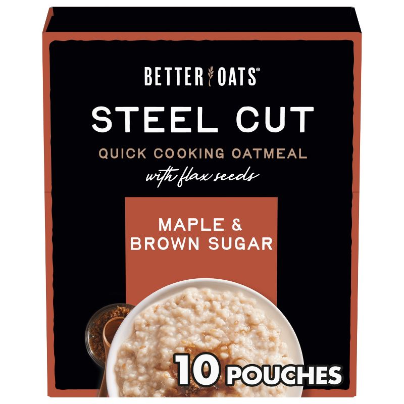Better Oats Revolution! Steel Cut Oats Maple & Brown Sugar Oatmeal - 10ct, 1 of 14