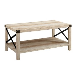 Sophie Rustic Industrial X Frame Coffee Table - Saracina Home - 1 of 4