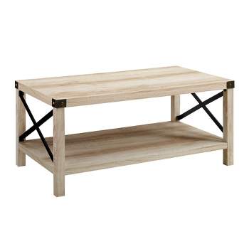 Sophie Rustic Industrial X Frame Coffee Table White Oak - Saracina Home