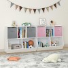 KTMBDW Kids Bookcase with Collapsible Fabric Drawers, Children's Toy Storage Cabinet for Playroom, Bedroom, Nursery, School, White/Pink - 3 of 4