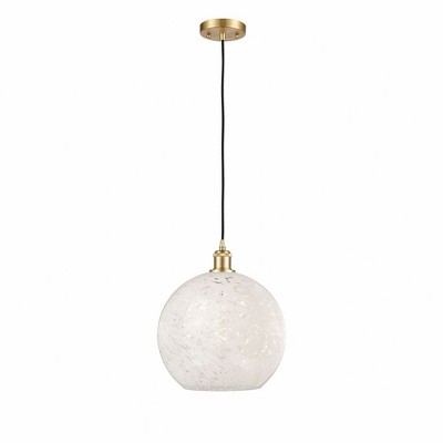 White Mouchette - 1 Light Cord Hung Pendant In Modern Style-13.5 Inches Tall and 12 Inches Wide
