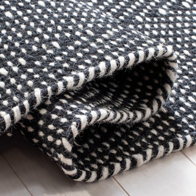 Black and Ivory Wool Handmade Flat Woven 8' x 10' Area Rug