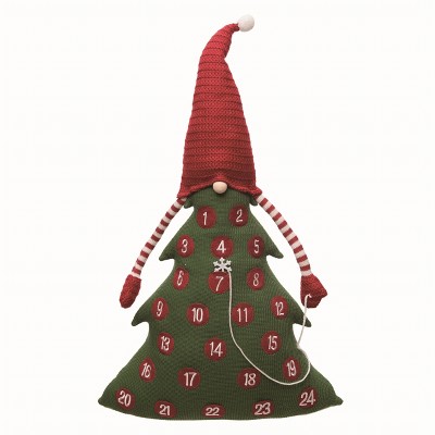 Transpac Polyester Red Christmas Plush Tree with Gnome Hat Advent Calendar