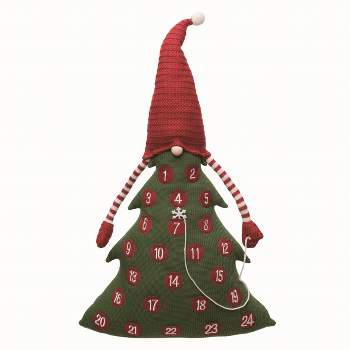 Transpac Polyester Red Christmas Plush Tree with Gnome Hat Advent Calendar