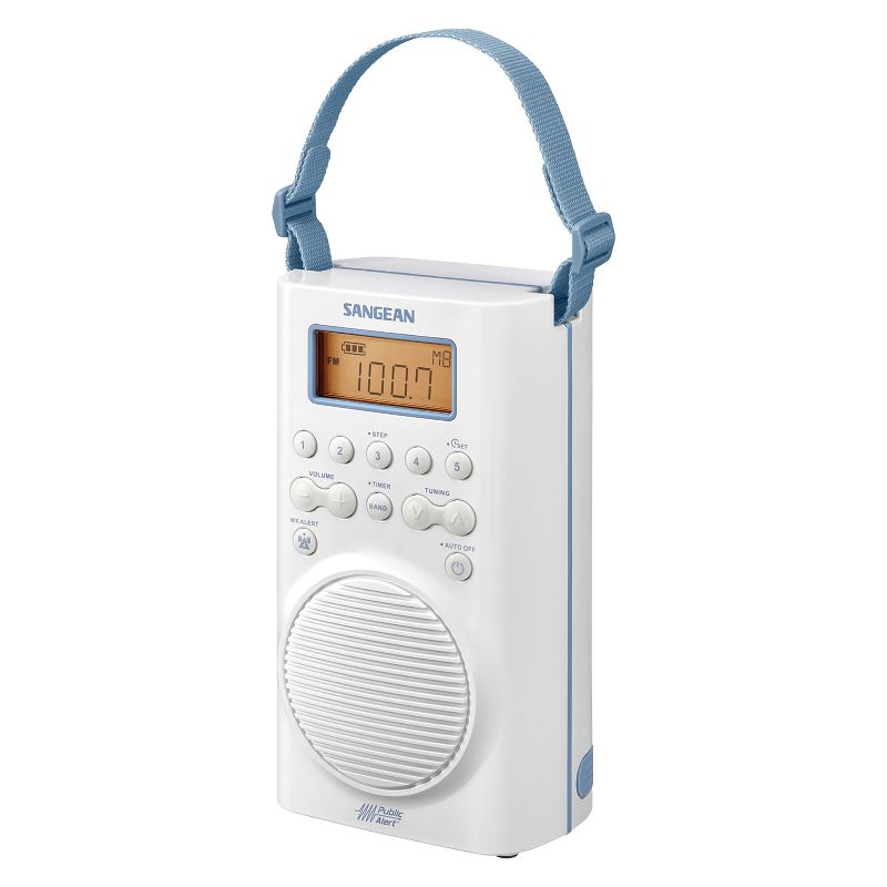 Sangean® H205 Portable 3-Band AM/FM/Weather-Alert Waterproof Shower Clock Radio, 1 of 11