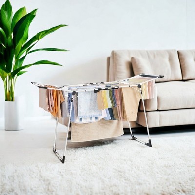 Space-Saving Foldable Gullwing Clothes Drying Rack, Metal Laundry Airer, 22.2 x 68.1 x 38 Inch Laundry Drying Rack for Indoor & Outdoor Use