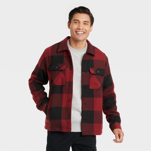 Men's Plaid Woven Shirt Jacket - Goodfellow & Co™ Red Xxl : Target