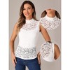 Allegra K Women's Floral Lace Mock Neck Sleeveless See Through Tank Tops - 2 of 4