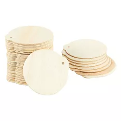 Juvale 48 Pack DIY Wooden Disk Christmas Tree Decorations, Blank 3 Inch Round Wood Ornaments for Holiday Crafts