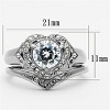 Slickblue Women's Polished Stainless Steel Ring with Clear CZ - Heart-Shaped Halo, Sizes 5-10 - 2 of 4