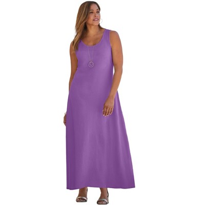 Jessica London Women's Plus Size Stretch Cotton Tank Maxi Dress