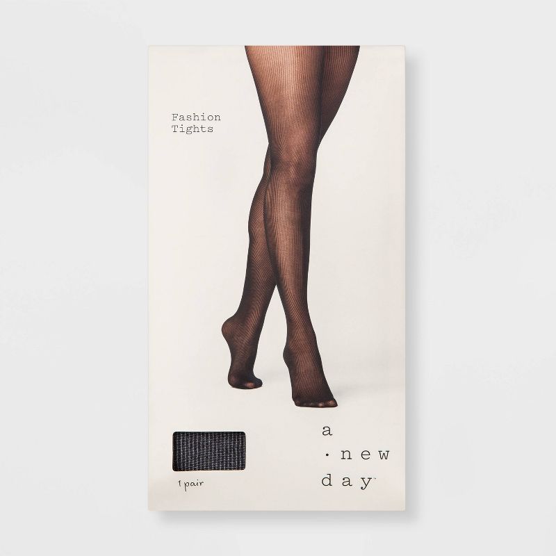 Women's Sheer Rib Tights - A New Day™ Black, 2 of 3