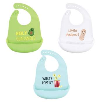 Hudson Baby Infant Silicone Bibs 3pk, Guacamole, One Size