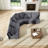 5-Seater L-Shaped Sectional Sofa, Sofa with Curved Corner and 7 Pillows, Upholstered Corduroy Sofa with Cushion and Wood Frame-Coolbibila - 3 of 4