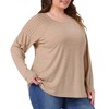 Agnes Orinda Women's Plus Size Crew Neck Pleated Long Sleeve Casual Tunic Tops - 2 of 4