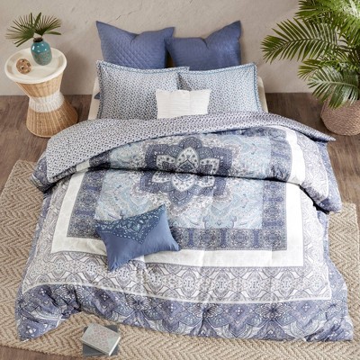 Blue Emily Reversible Cotton Comforter Set (Full/Queen) 7pc