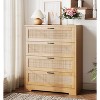 4 Drawer Dresser for Bedroom, Rattan Chest of Dressers with Metal Handle - 3 of 4
