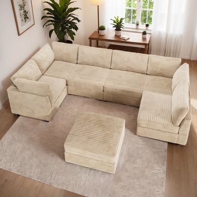 XIZZI Luxury Modular Sectional Sofa Couch, Oversized Cloud Couch for Living Room, Deep Seat Upholstered Convertible Sleeper Sofa