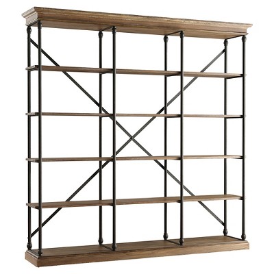 84" Belvidere 5 Shelf Wide Storage Bookshelf Vintage Oak - Inspire Q: Farmhouse Style, Metal Frame, Wood Veneer
